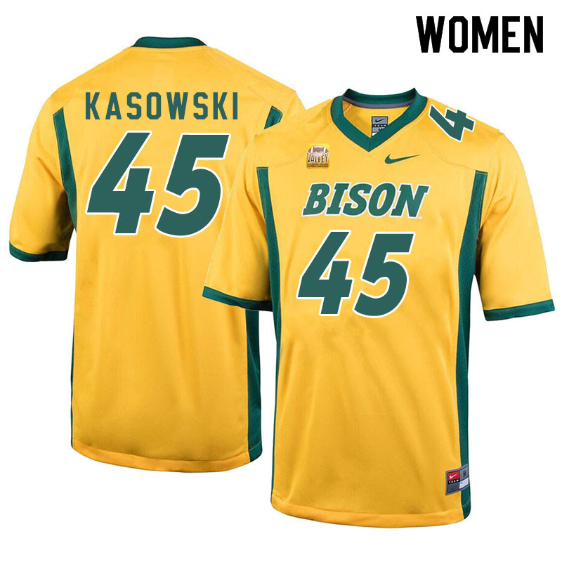 Women #45 Dustin Kasowski North Dakota State Bison College Football Jerseys Sale-Yellow - Click Image to Close